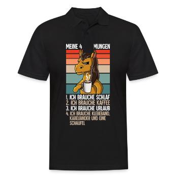 Meine 4 Stimmungen Kaffee Pferd - Männer Poloshirt - Schwarz - Vorne - Kai (181cm)