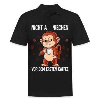 Nicht Ansprechen Vor Dem Ersten Kaffee Affe - Männer Poloshirt - Schwarz - Vorne - Kai (181cm)