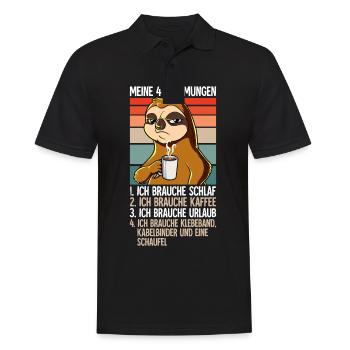 Meine 4 Stimmungen Kaffee Faultier - Männer Poloshirt - Schwarz - Vorne - Kai (181cm)