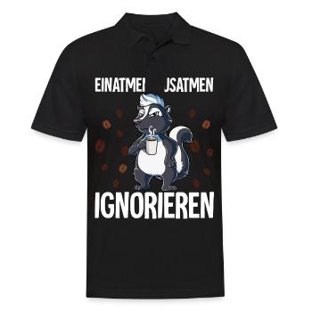Einatmen Ausatmen Ignorieren Kaffee Stinktier - Männer Poloshirt - Schwarz - Vorne - Kai (181cm)