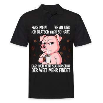 Fass mein Kaffee an und ich klatsch dich Kaffee - Männer Poloshirt - Schwarz - Vorne - Kai (181cm)