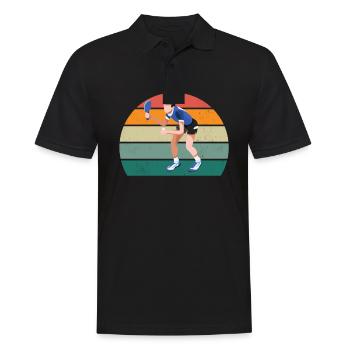 tischtennisspieler tischtennis netz spin aufschlag - Männer Poloshirt - Schwarz - Vorne - Kai (181cm)