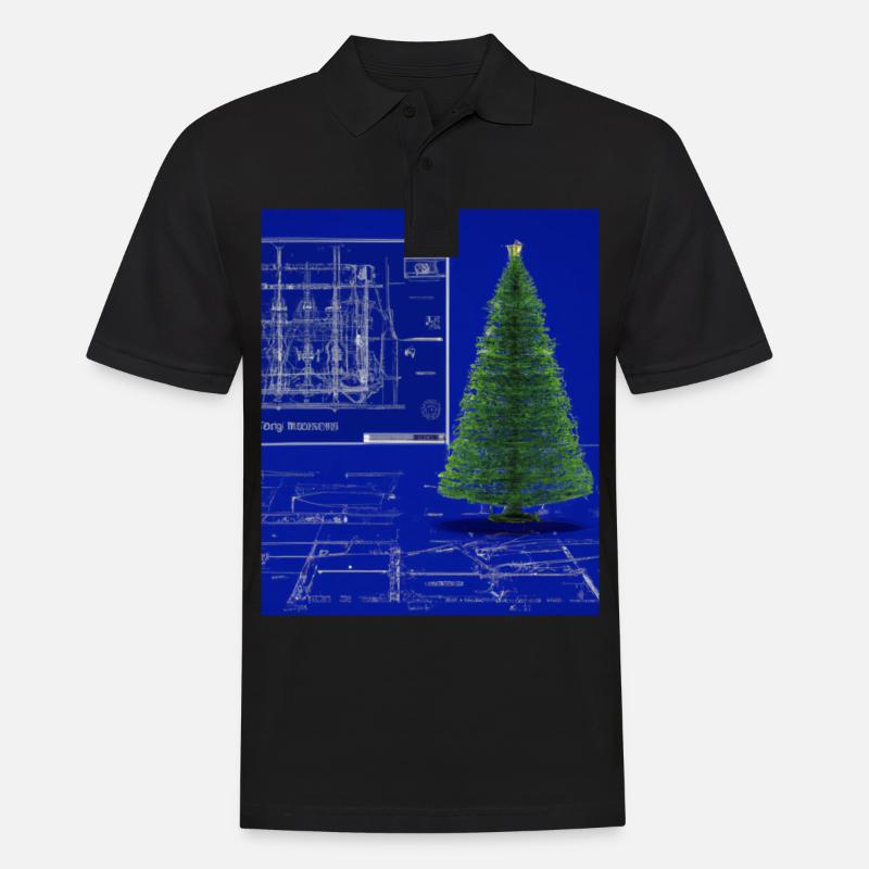 Weihnachten Weihnachtsbaum Schematic Blaupause - Männer Poloshirt - Schwarz