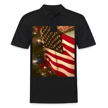 American Christmas Christmas Tree with US - Men's Polo Shirt - black - Front - Kai (181cm)