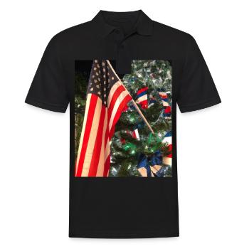 American Christmas Christmas Tree with US - Men's Polo Shirt - black - Front - Kai (181cm)