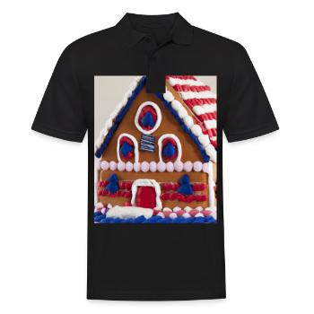American Christmas Gingerbread House with US - Men's Polo Shirt - black - Front - Kai (181cm)
