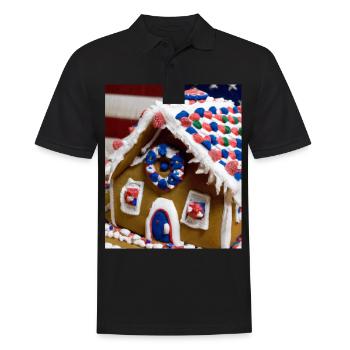 Amerikanisches Weihnachten Lebkuchenhaus Mit US - Männer Poloshirt - Schwarz - Vorne - Kai (181cm)
