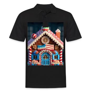 Amerikanisches Weihnachten Lebkuchenhaus Mit US - Männer Poloshirt - Schwarz - Vorne - Kai (181cm)