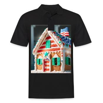 Amerikanisches Weihnachten Lebkuchenhaus Mit US - Männer Poloshirt - Schwarz - Vorne - Kai (181cm)