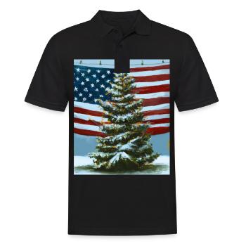 American Christmas Christmas Tree with US - Men's Polo Shirt - black - Front - Kai (181cm)