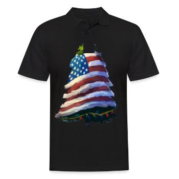 Arbre de Noël américain avec US - Polo Homme - noir - Devant - Kai (181cm)