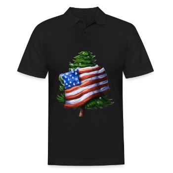 American Christmas Christmas Tree with US - Men's Polo Shirt - black - Front - Kai (181cm)