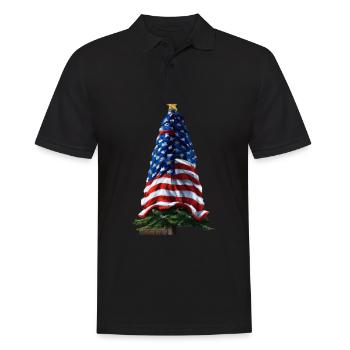 American Christmas Christmas Tree with US - Men's Polo Shirt - black - Front - Kai (181cm)