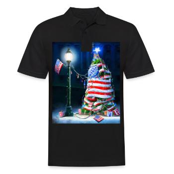 American Christmas Christmas Tree with US - Men's Polo Shirt - black - Front - Kai (181cm)