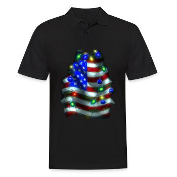 American Christmas Christmas Tree with US - Men's Polo Shirt - black - Front - Kai (181cm)