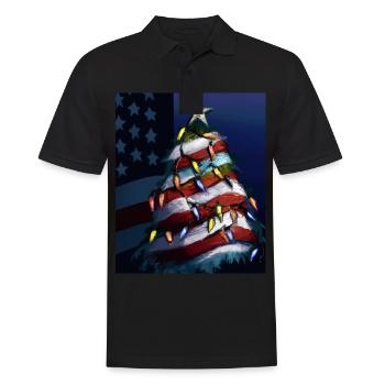 American Christmas Christmas Tree with US - Men's Polo Shirt - black - Front - Kai (181cm)