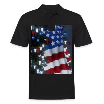 American Christmas Christmas Tree with US - Men's Polo Shirt - black - Front - Kai (181cm)