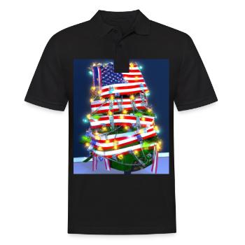 American Christmas Christmas Tree with US - Men's Polo Shirt - black - Front - Kai (181cm)
