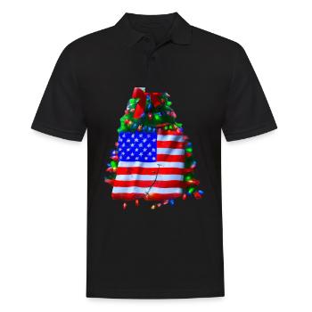 American Christmas Christmas Tree with US - Men's Polo Shirt - black - Front - Kai (181cm)