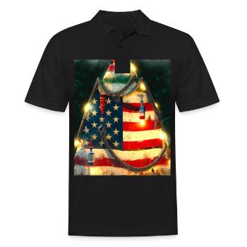 American Christmas Christmas Tree with US - Men's Polo Shirt - black - Front - Kai (181cm)