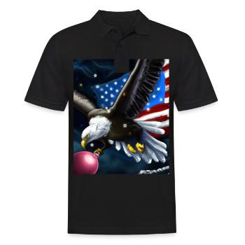 Aigle à queue blanche de Noël américain avec drapeau américain - Polo Homme - noir - Devant - Kai (181cm)