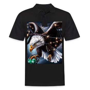 Amerikanisches Weihnachten Seeadler Mit - Männer Poloshirt - Schwarz - Vorne - Kai (181cm)