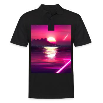 Vaporwave Sun Synthwave Sunset - Men's Polo Shirt - black - Front - Kai (181cm)