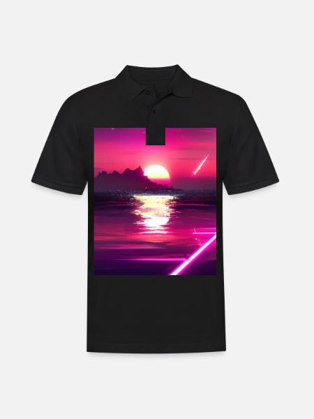 Vaporwave Sun Synthwave Sunset - Men's Polo Shirt - black