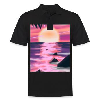 Vaporwave Sun Synthwave Sunset - Men's Polo Shirt - black - Front - Kai (181cm)