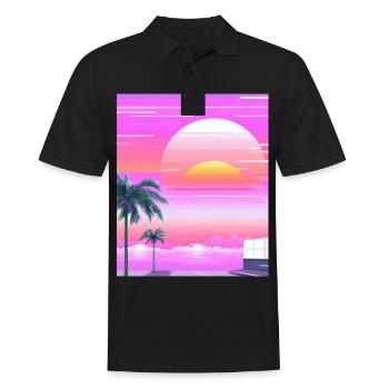 Vaporwave Sun Synthwave Sunset Palms - Men's Polo Shirt - black - Front - Kai (181cm)