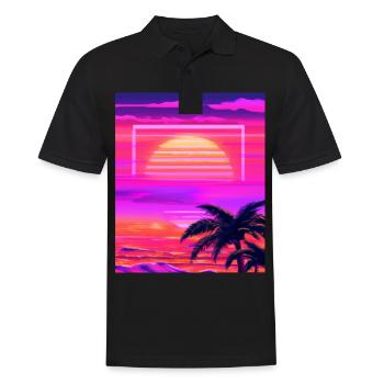 Vaporwave Sun Synthwave Sunset Palms - Men's Polo Shirt - black - Front - Kai (181cm)
