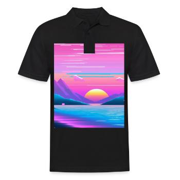Vaporwave Sun Synthwave Sunset - Men's Polo Shirt - black - Front - Kai (181cm)