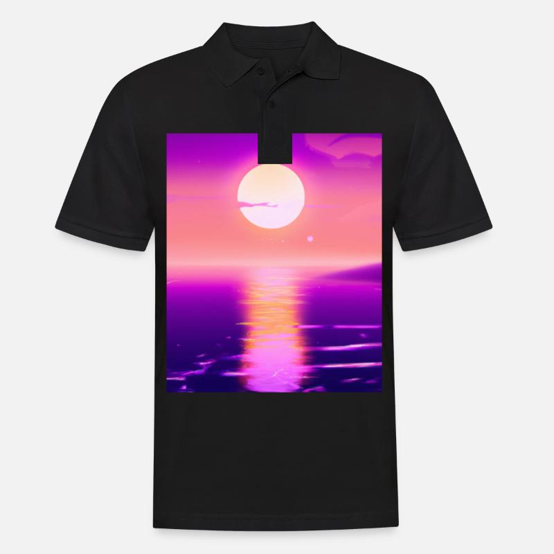 Vaporwave Sun Synthwave Sunset - Polo Homme - noir
