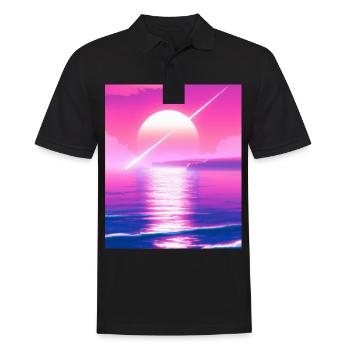 Vaporwave Sun Synthwave Sunset - Men's Polo Shirt - black - Front - Kai (181cm)