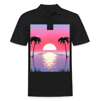 Vaporwave Sun Synthwave Sunset Palms - Men's Polo Shirt - black - Front - Kai (181cm)