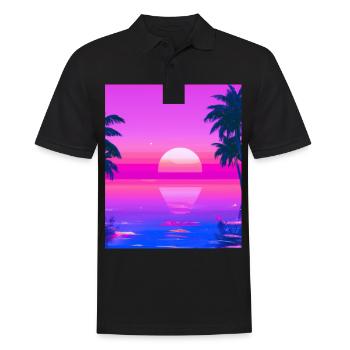 Vaporwave Sun Synthwave Sunset Palms - Men's Polo Shirt - black - Front - Kai (181cm)