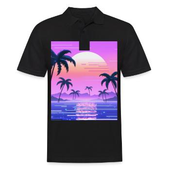 Vaporwave Sun Synthwave Sunset Palms - Men's Polo Shirt - black - Front - Kai (181cm)