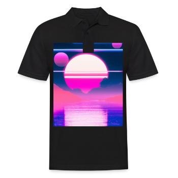 Vaporwave Sun Synthwave Sunset - Polo Homme - noir - Devant - Kai (181cm)