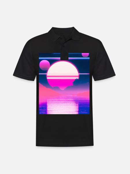 Vaporwave Sun Synthwave Sunset - Men's Polo Shirt - black