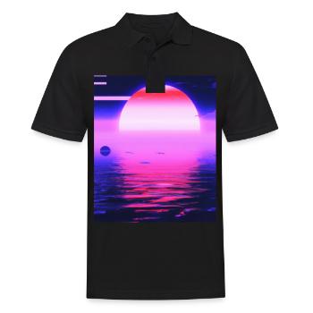 Vaporwave Sun Synthwave Sunset - Men's Polo Shirt - black - Front - Kai (181cm)