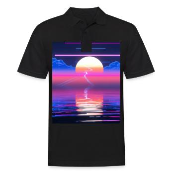 Vaporwave Sun Synthwave Sunset - Men's Polo Shirt - black - Front - Kai (181cm)