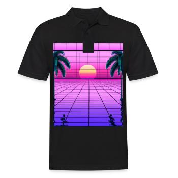 Vaporwave Sun Synthwave Sunset Palms - Men's Polo Shirt - black - Front - Kai (181cm)