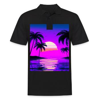 Vaporwave Sun Synthwave Sunset Palms - Men's Polo Shirt - black - Front - Kai (181cm)