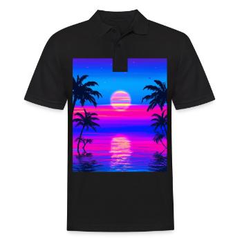 Vaporwave Sun Synthwave Sunset Palms - Men's Polo Shirt - black - Front - Kai (181cm)