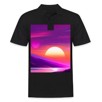 Vaporwave Sun Synthwave Sunset - Men's Polo Shirt - black - Front - Kai (181cm)