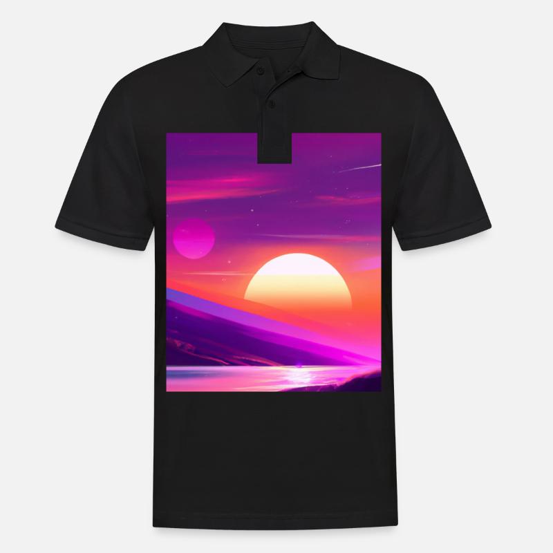 Vaporwave Sun Synthwave Sunset - Männer Poloshirt - Schwarz