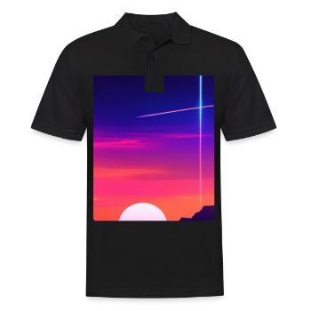 Vaporwave Sun Synthwave Sunset - Men's Polo Shirt - black - Front - Kai (181cm)