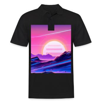 Vaporwave Sun Synthwave Sunset - Men's Polo Shirt - black - Front - Kai (181cm)