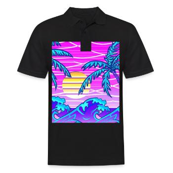 Synthwave Sun Hawaii Vaporwave Aesthetic - Men's Polo Shirt - black - Front - Kai (181cm)