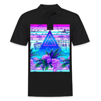 Synthwave Sun Hawaii Vaporwave Aesthetic - Men's Polo Shirt - black - Front - Kai (181cm)